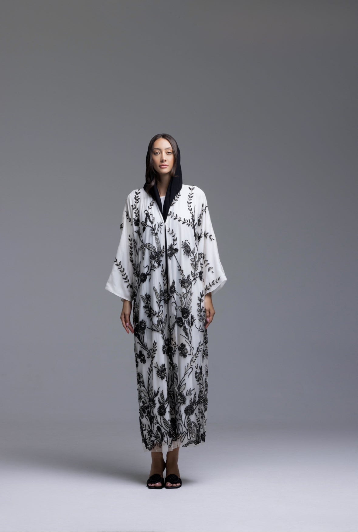Black Flower Abaya