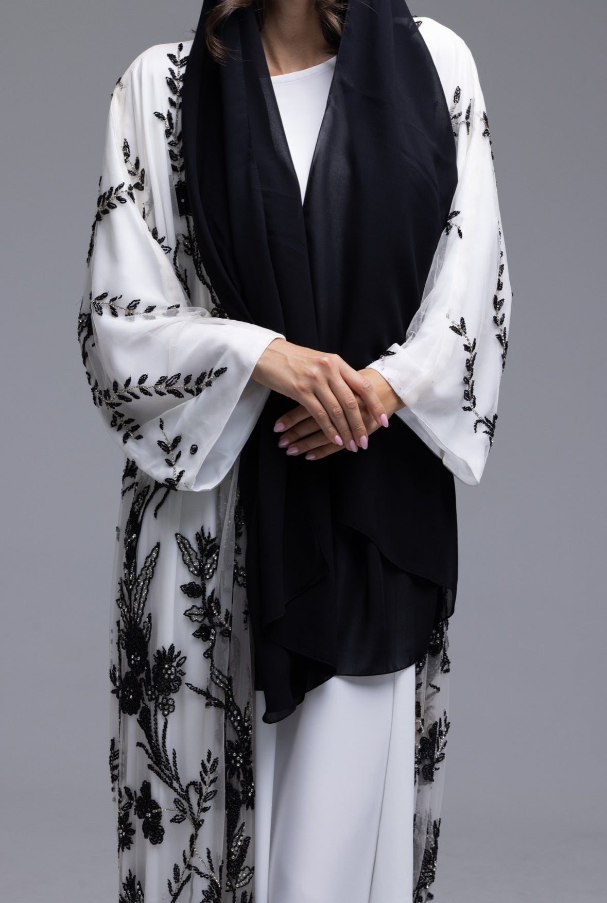 Black Flower Abaya