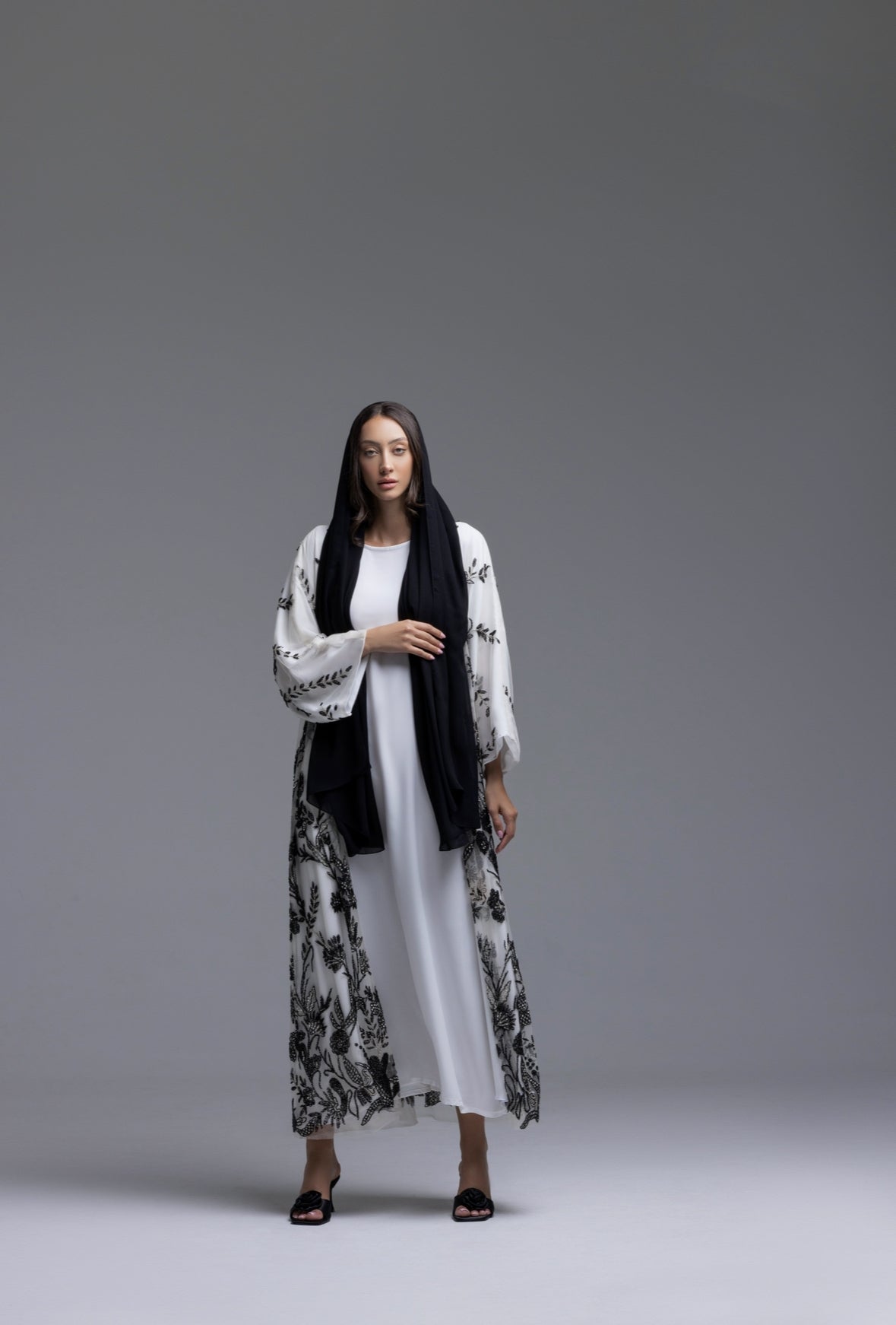 Black Flower Abaya