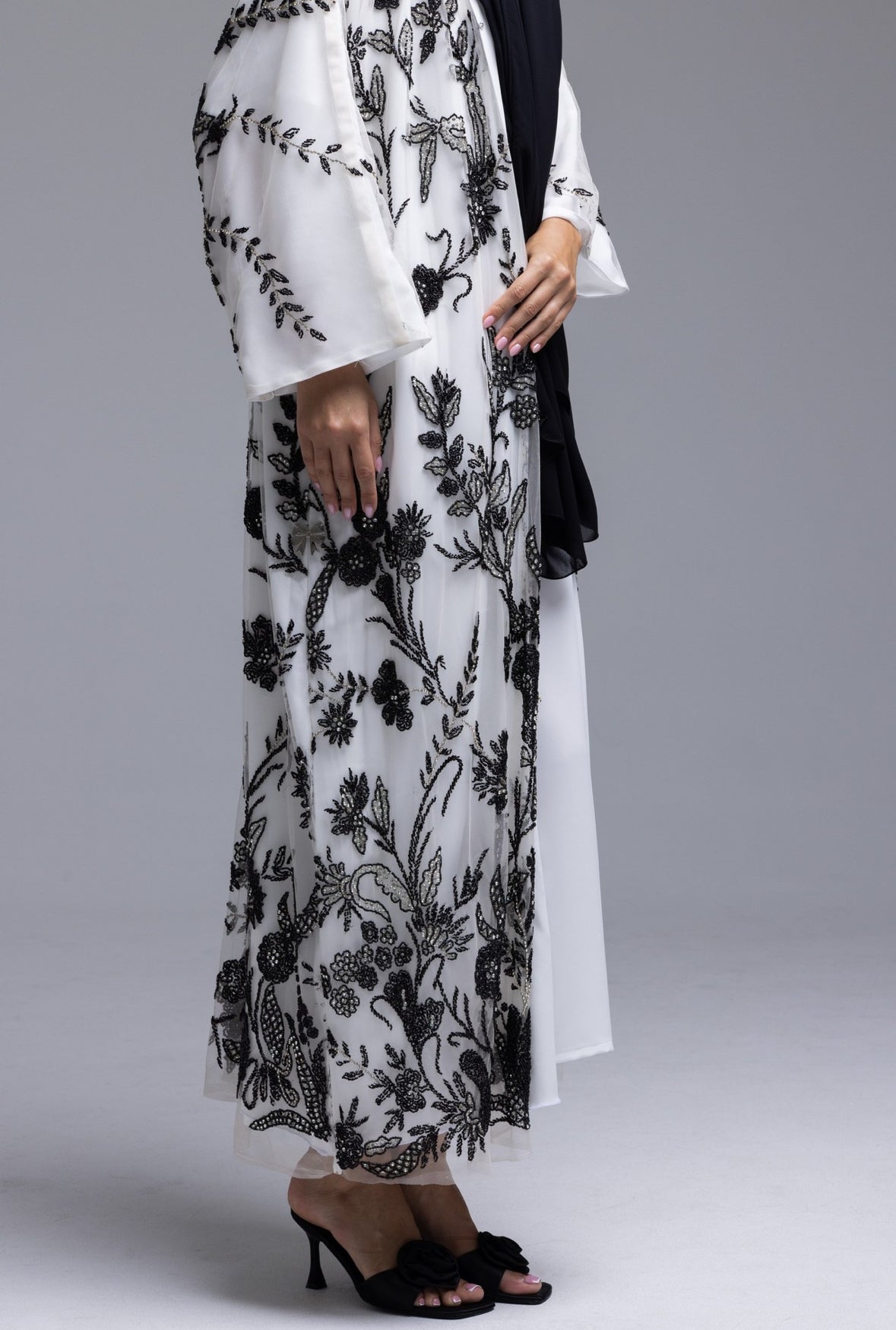 Black Flower Abaya